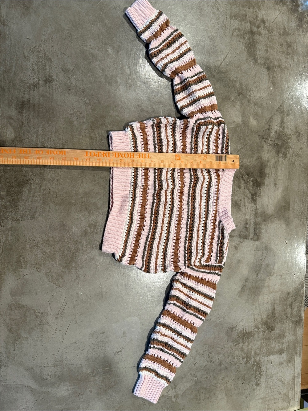 Full Tilt Pink and Brown Striped Crewneck Sweater